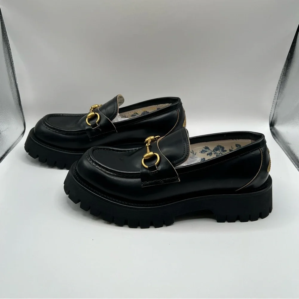 Gucci Harald Leather Lug-Sole Loafers